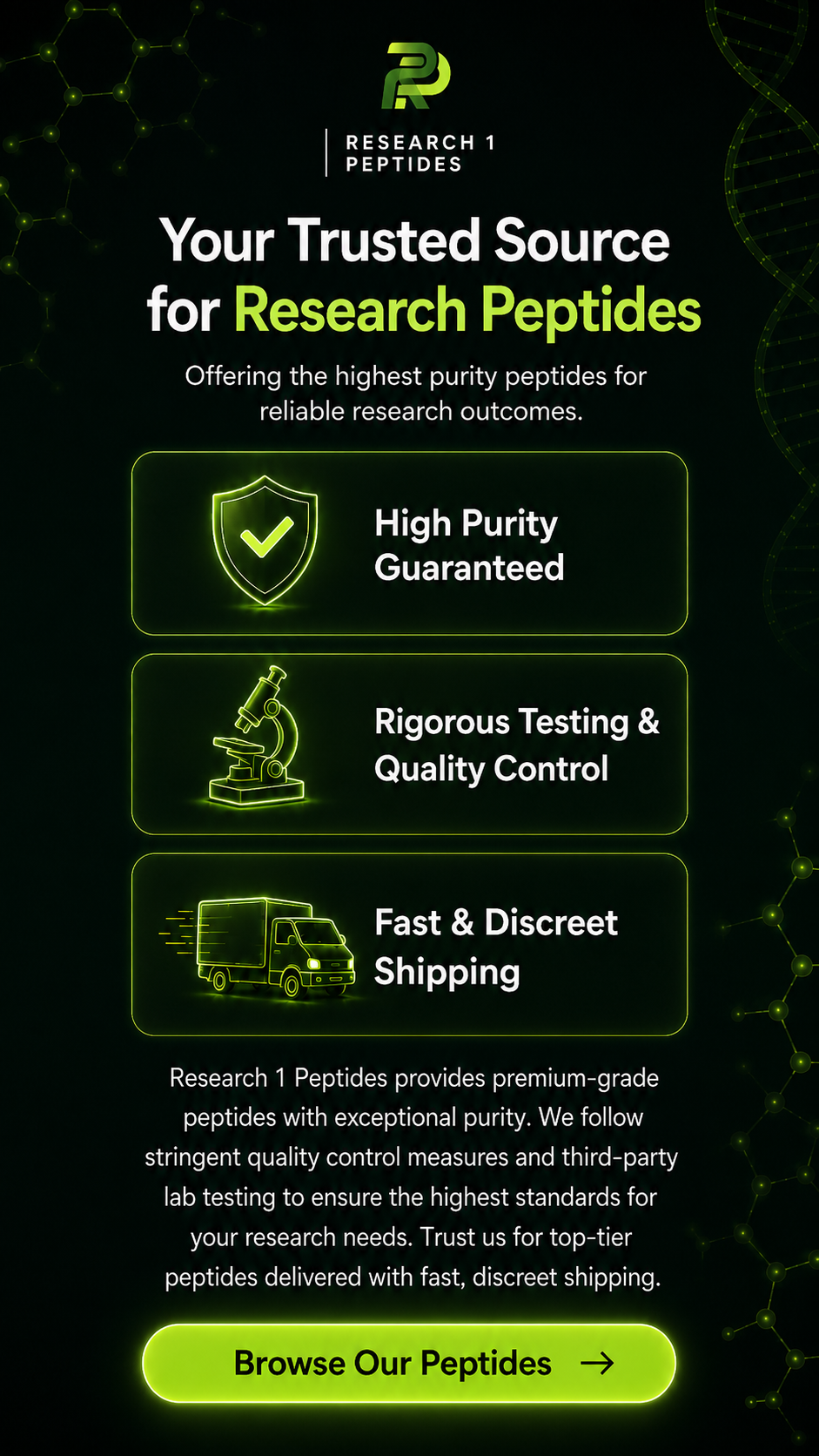 Research 1 Peptides - Your Trusted Source for Research Peptides